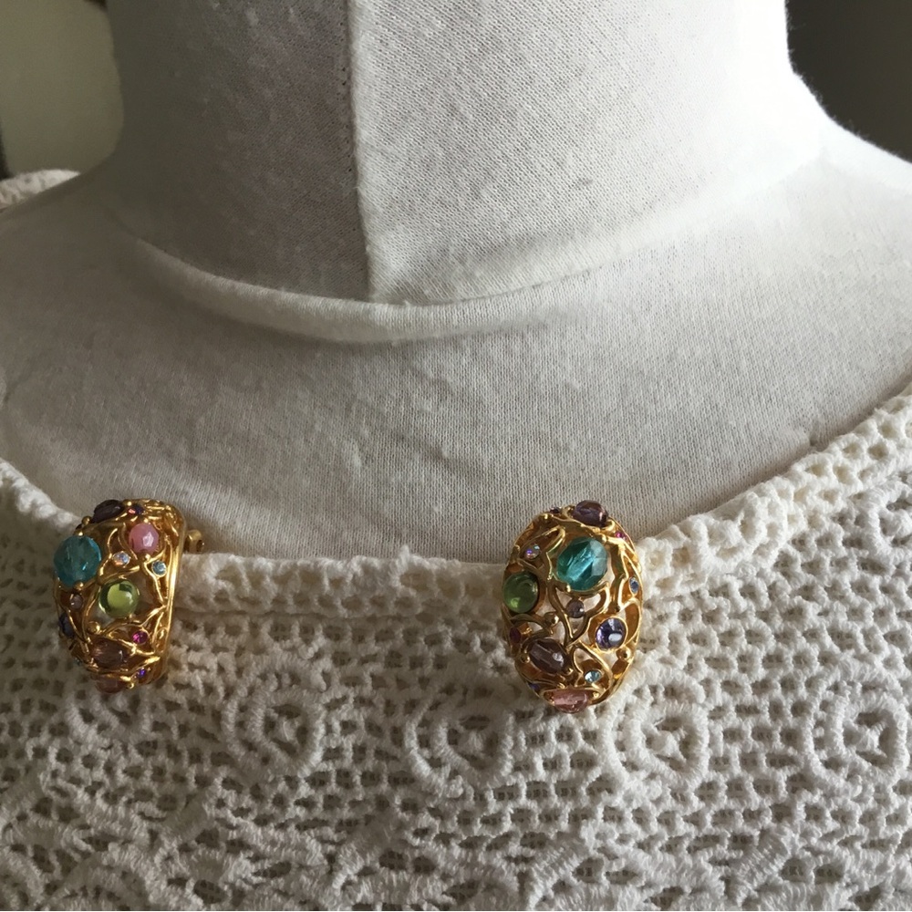 Gold and Blue Ornate Brooch JOAN RIVERS